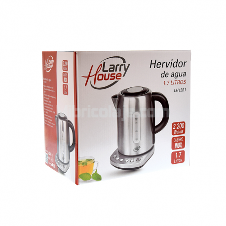 HERVIDOR AGUA INOXIDABLE 1.7 LITROS TEMPERATURA AJUSTABLE LARRYHOUSE